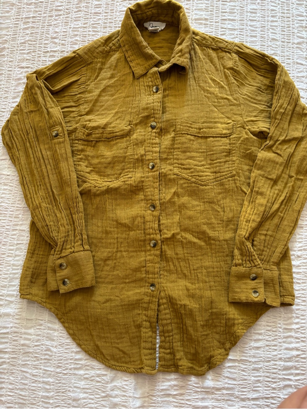 Apana Women’s Mustard Textured Cotton Button-Down Shirt